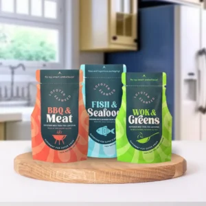 BBQ & Meat, Fish & Seafood, WOK & Greens